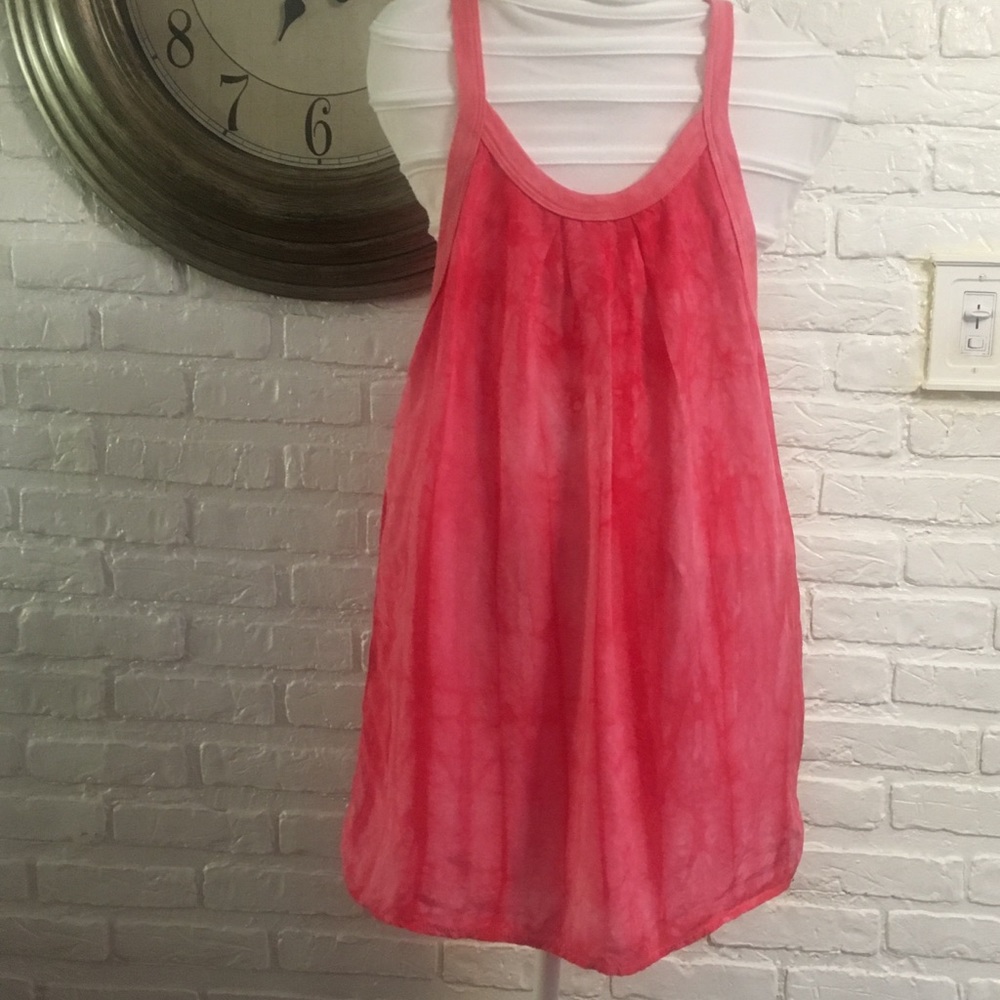 C&C California pink tie dye cross back tank top